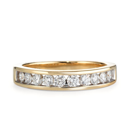 Ring 750/18K geel goud Diamant 0.50 ct, 10 Steen, w-si