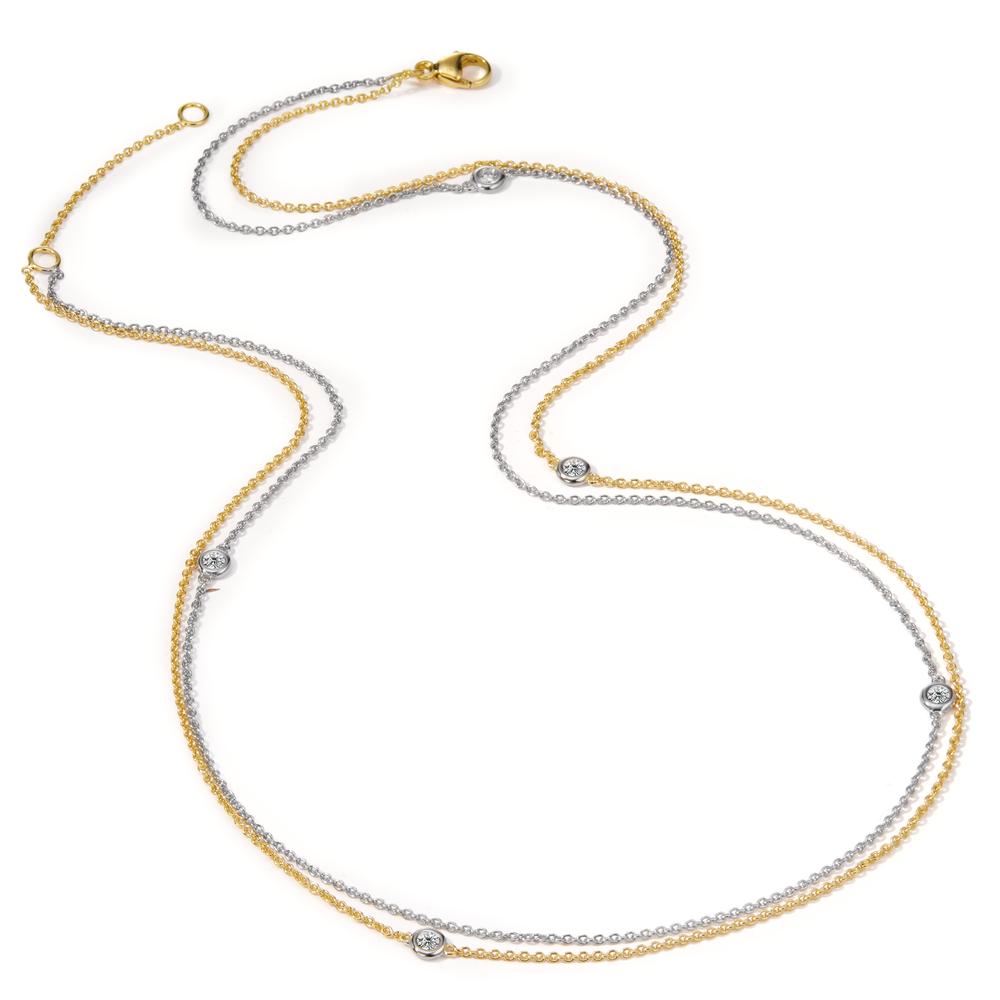 Collier 750/18K witgoud, 750/18K geel goud Diamant 0.16 ct, 5 Steen, w-si 42-45 cm