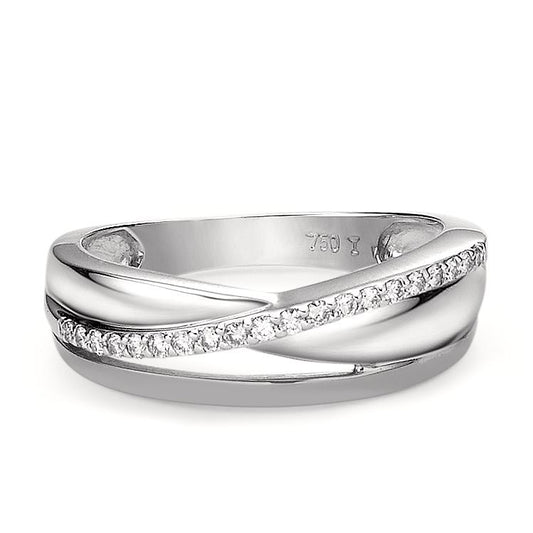 Ring 750/18K witgoud Diamant 0.15 ct, 20 Steen, w-si