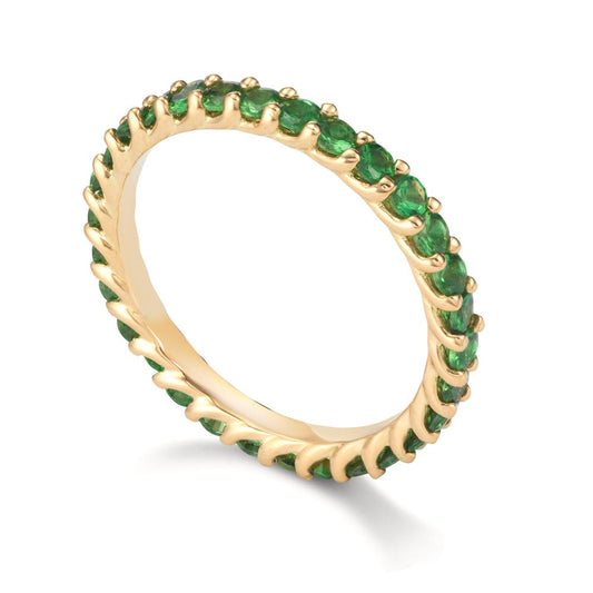 Memory ring 750/18K geel goud Granaat groente, 1.20 ct, 30 Steen