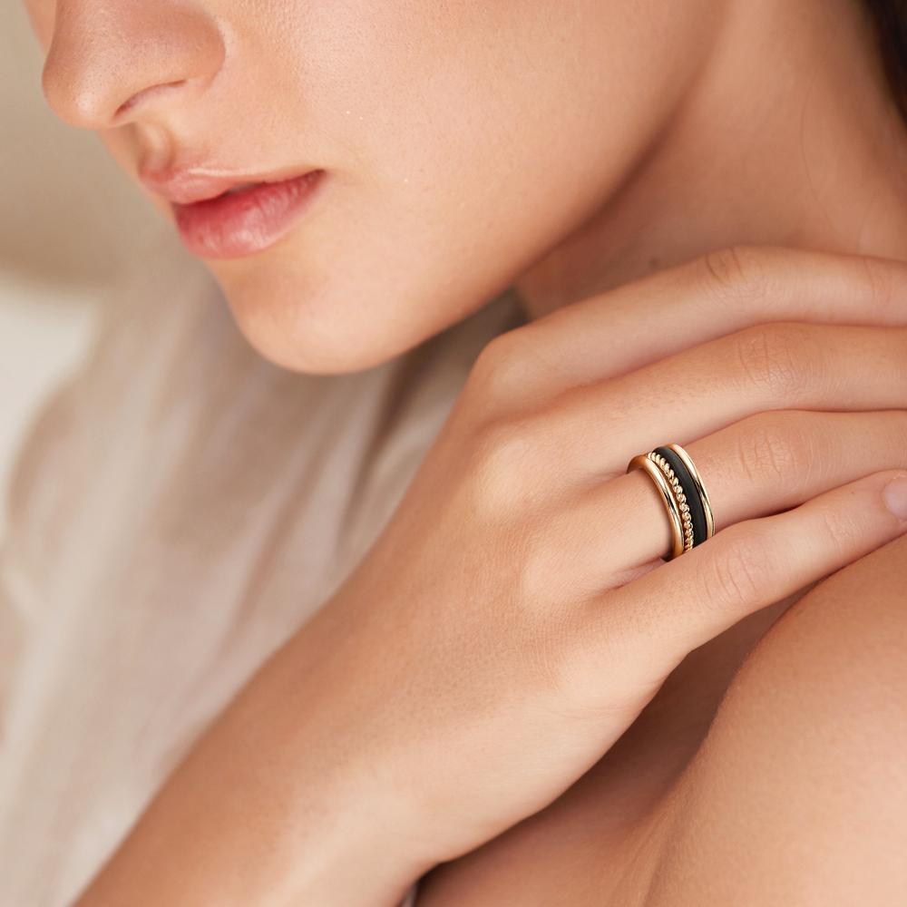 Ring 750/18K geel goud, Carbon