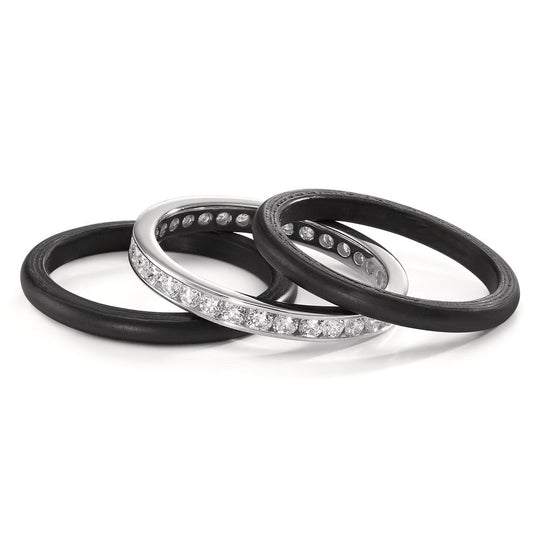 Ring 750/18K witgoud, Carbon Diamant 1 ct, 28 Steen, w-si