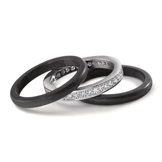 Ring 750/18K witgoud, Carbon Diamant 0.50 ct, 35 Steen, w-si