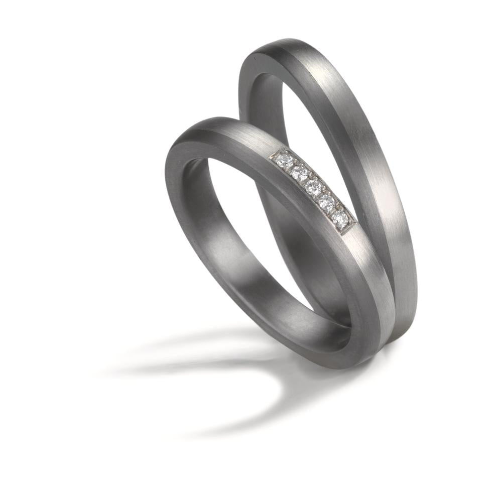 Partnerring 999 Tantaal, 950 Platina Diamant 0.035 ct, 5 Steen, w-si