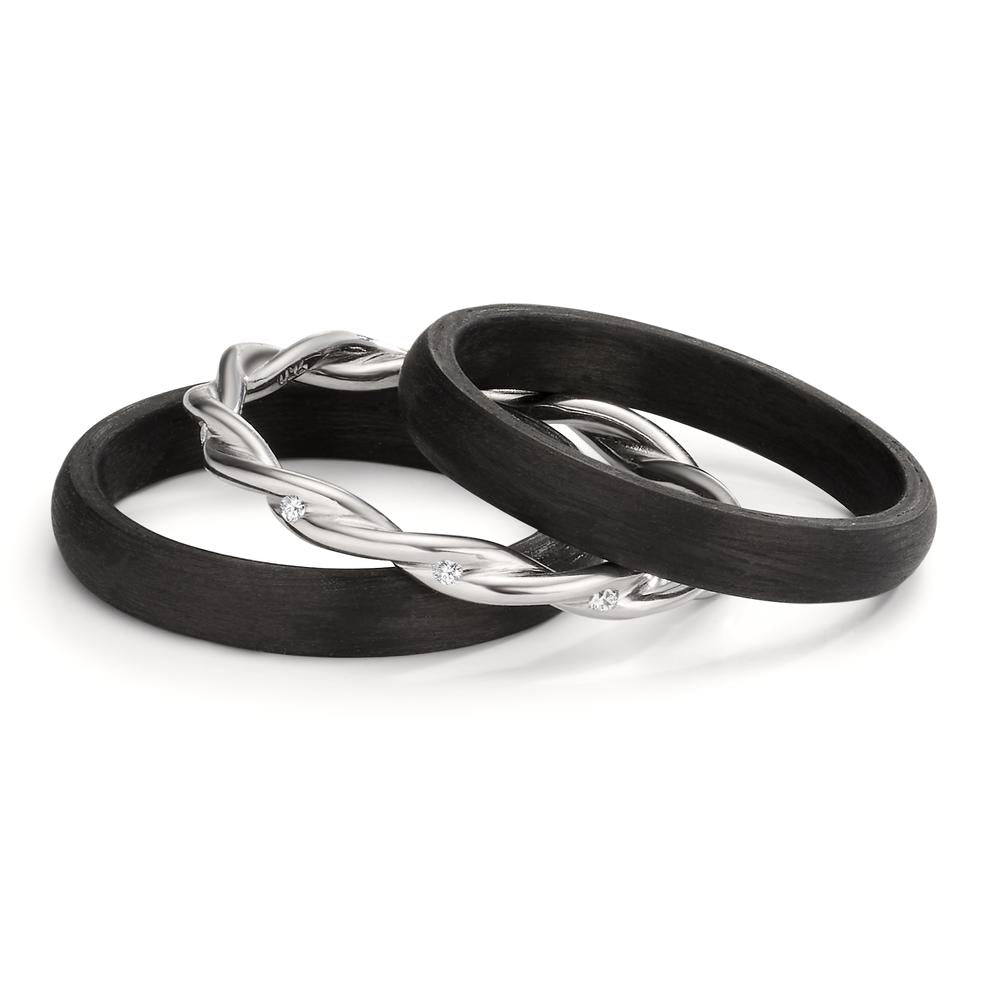 Ring set 750/18K witgoud, Carbon Diamant 0.045 ct, 9 Steen, w-si