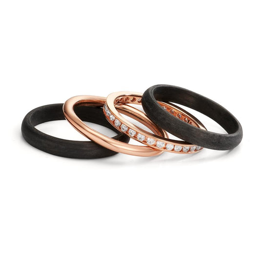 Ring set 750/18K rood goud, Carbon Diamant 0.50 ct, w-si