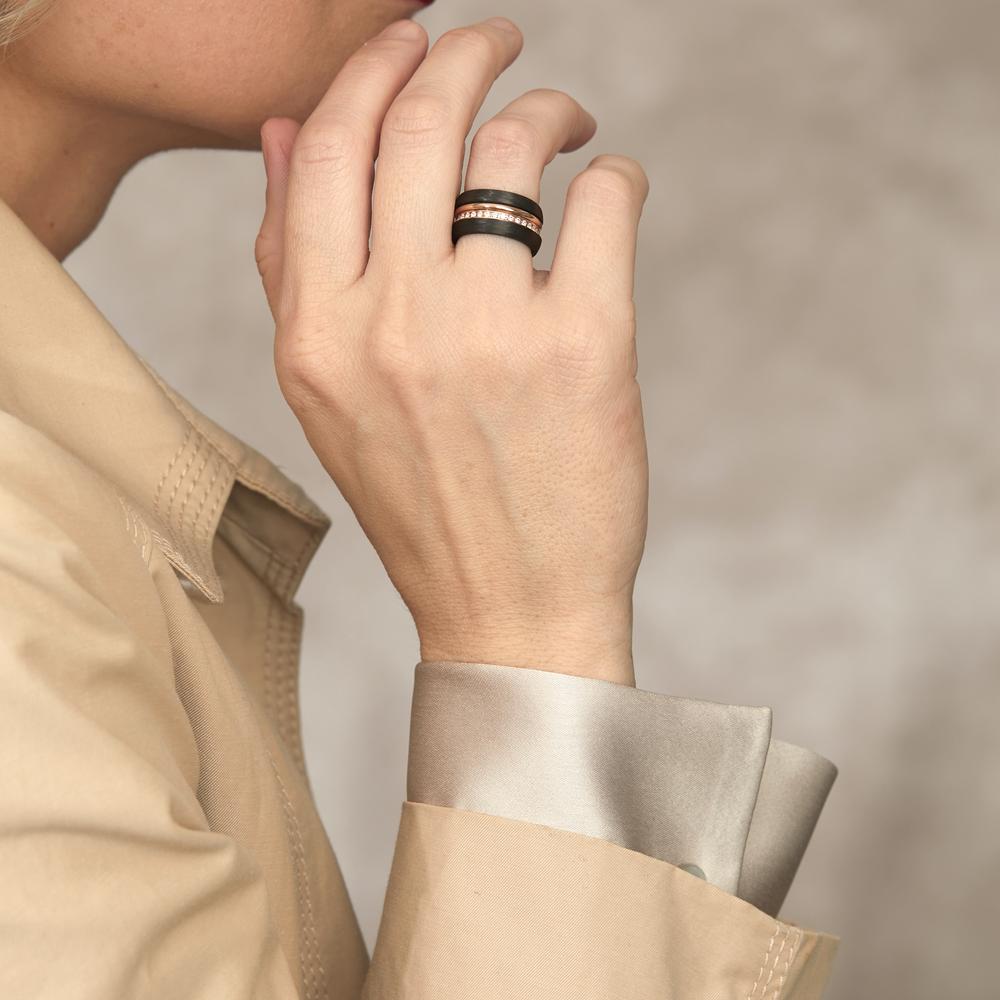 Ring set 750/18K rood goud, Carbon Diamant 0.50 ct, w-si