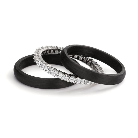 Ring set 750/18K witgoud, Carbon Diamant 0.75 ct, w-si