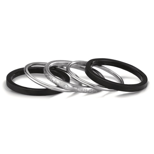 Ring set 750/18K witgoud, Titanium Diamant 0.014 ct, w-si