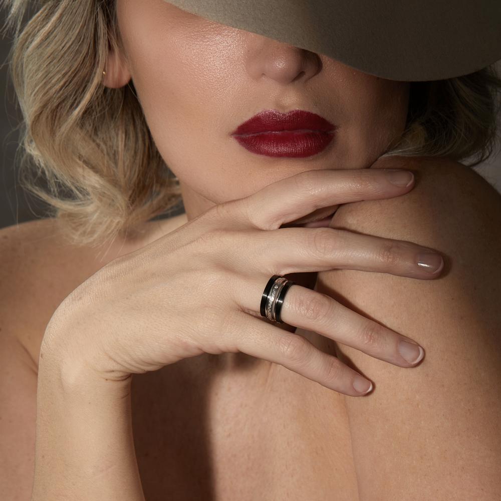 Ring set 750/18K witgoud, Titanium Diamant 0.014 ct, w-si