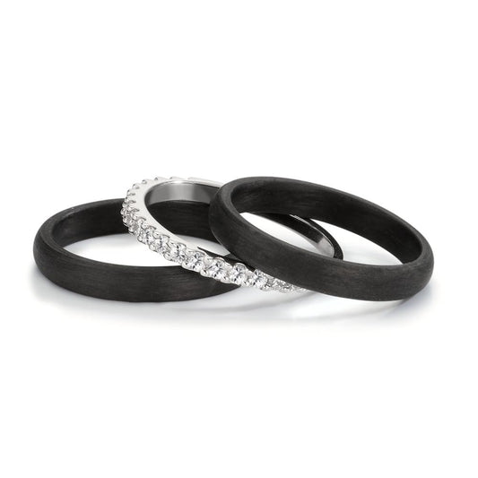 Ring set 375/9K witgoud, Carbon