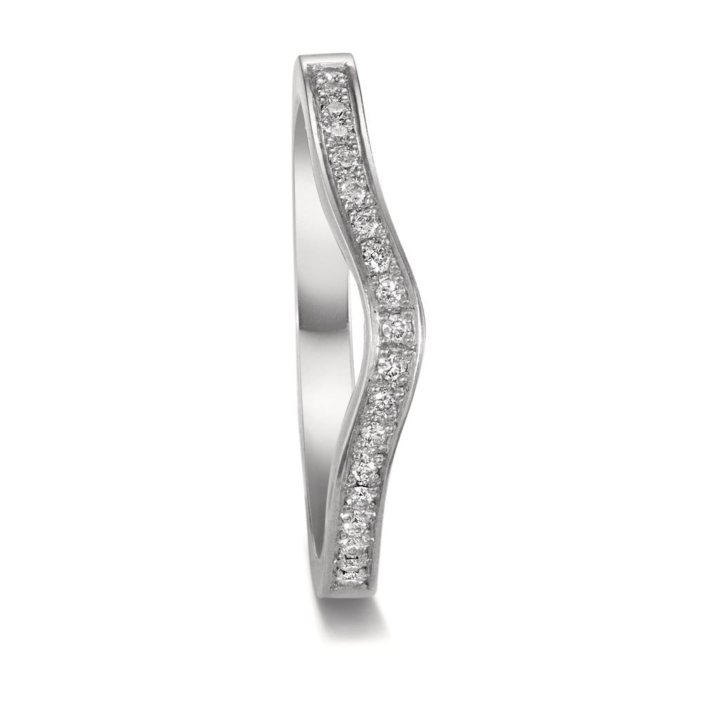 Memory ring 750/18K witgoud Diamant 0.095 ct, 19 Steen, tw-vsi