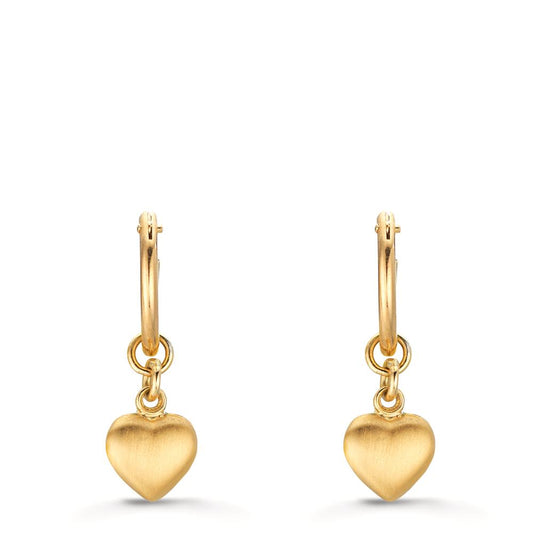 Oorringen creolen met hanger 750/18K geel goud Hart
