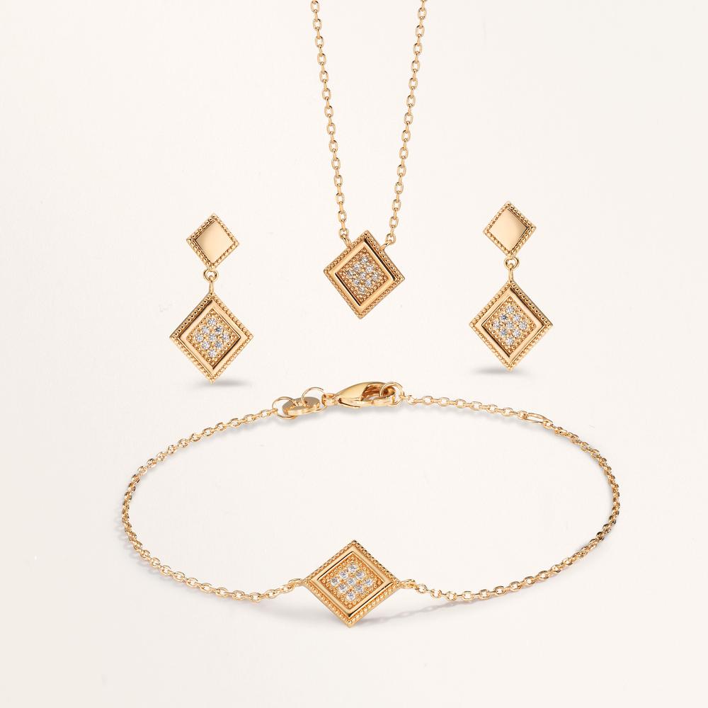 Oorbellen Brons Zirkonia 18 Steen Verguld