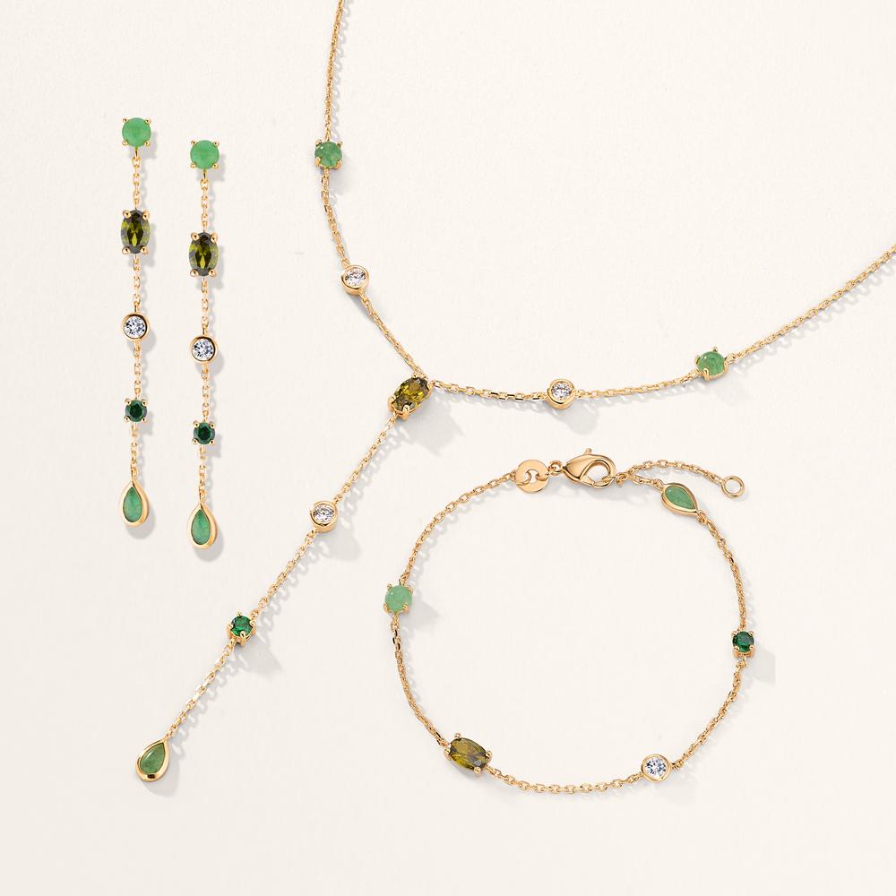 Collier Brons Aventurijn 8 Steen Verguld 40-45 cm