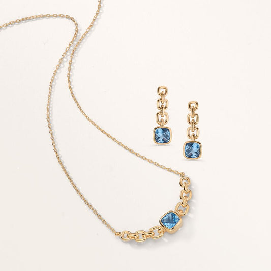 Oorbellen Brons Zirkonia 2 Steen Verguld