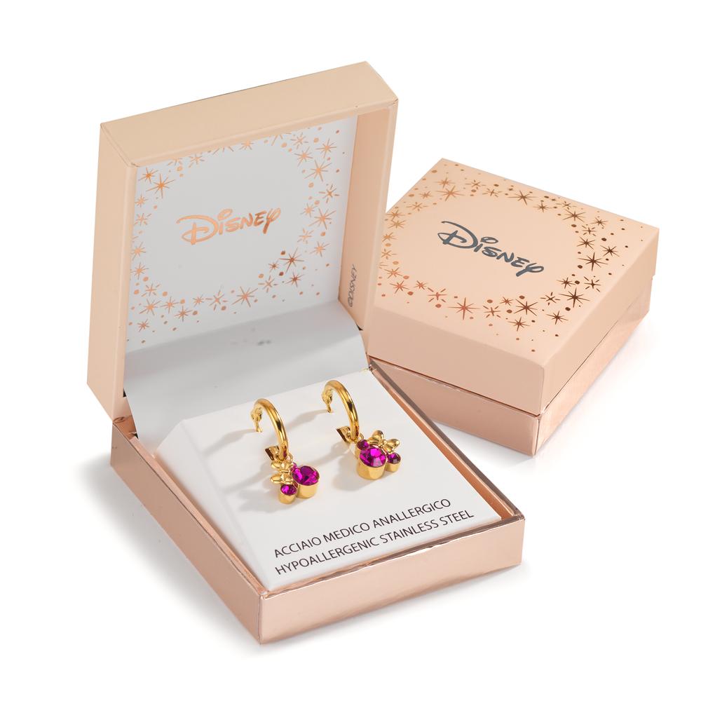 Oorringen creolen Roestvrijstaal Zirkonia roze Geel IP-gecoat