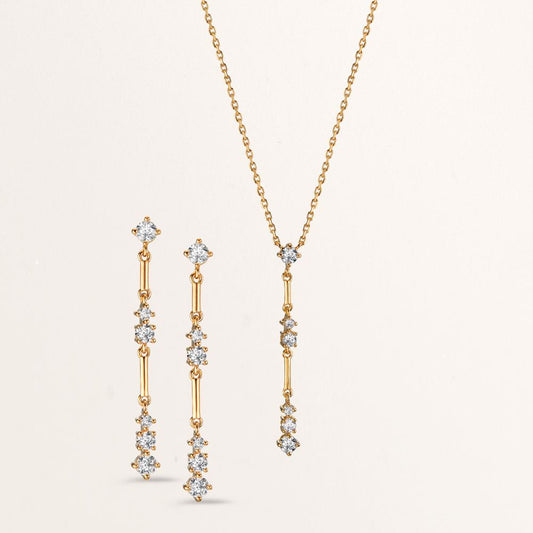 Collier Brons Zirkonia 6 Steen 40-45 cm