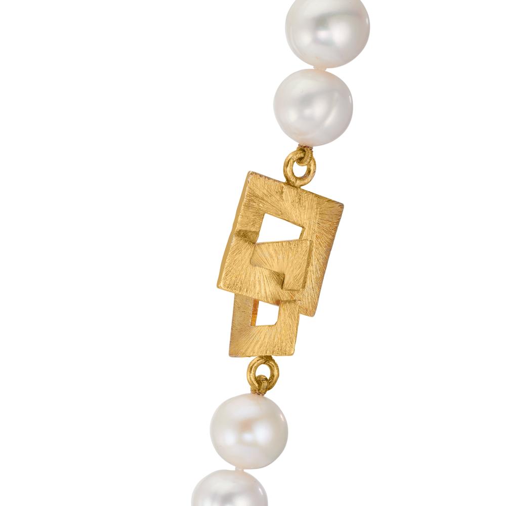 Collier Zilver Geel Verguld zoetwater Parel 11-11.5 mm 50 cm