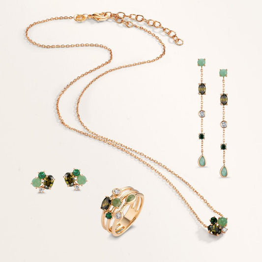 Oorknoppen Brons Zirkonia 8 Steen Ø9 mm