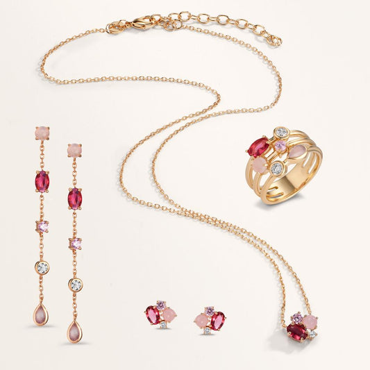 Oorknoppen Brons Zirkonia 8 Steen Verguld Ø9 mm