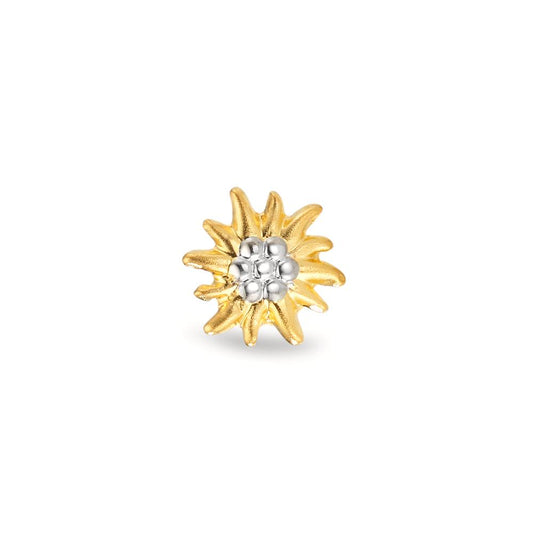 Oorknop 1 stuk 750/18K geel goud Bi-color Edelweiss Ø7 mm