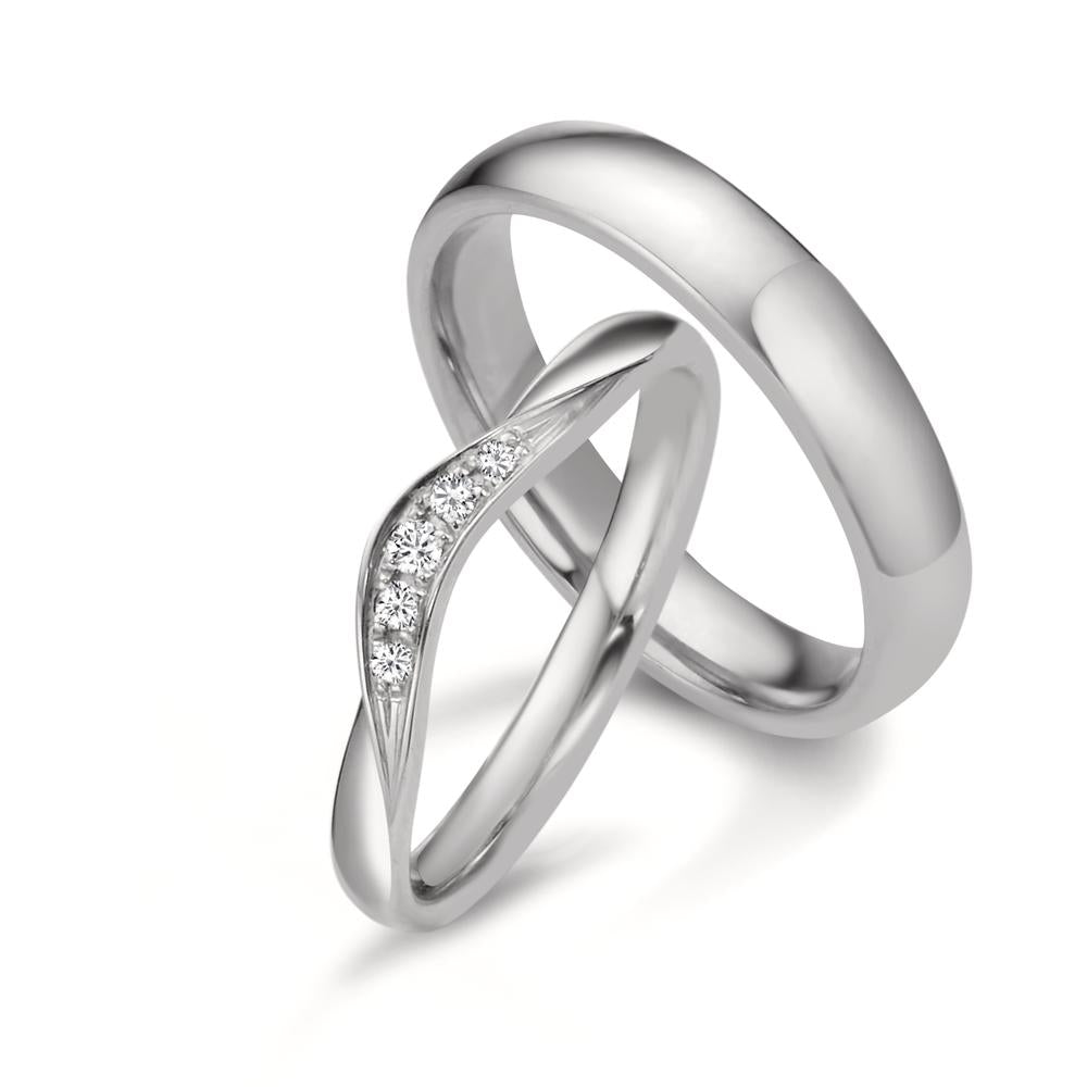 Partnerring 750/18K witgoud Diamant 0.045 ct, 5 Steen, tw-vsi