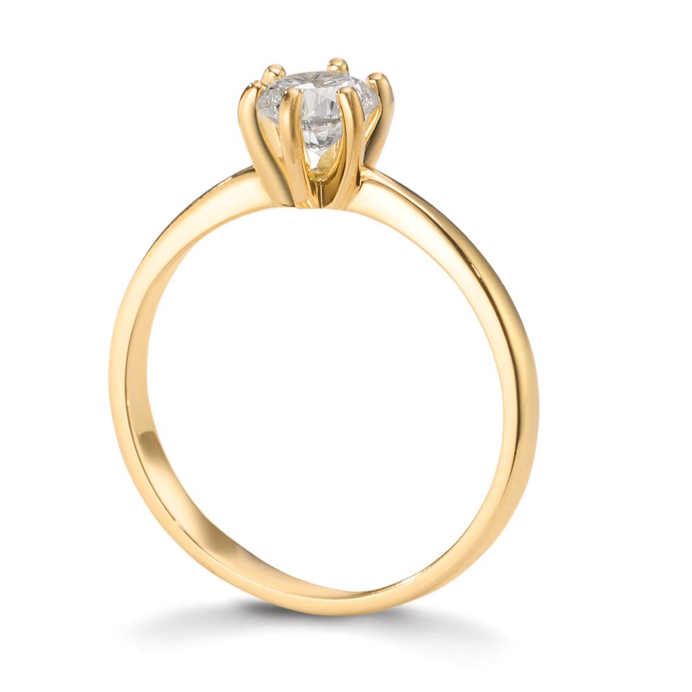 Solitaire ring 750/18K geel goud Diamant laboratorium gegroeid 0.40 ct, w-si