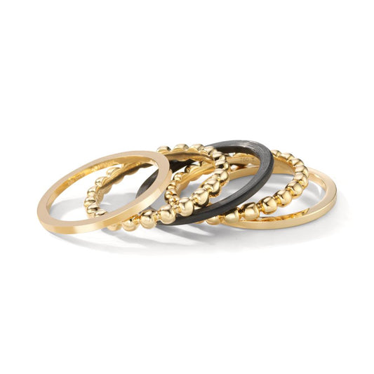 Ring set 750/18K geel goud, Carbon