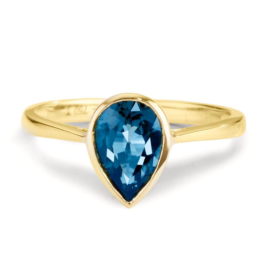 Ring 750/18K geel goud Londen blauw Topaas