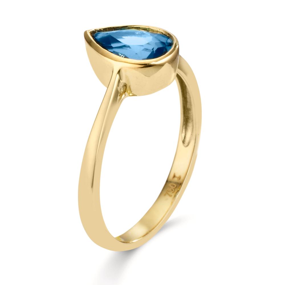 Ring 750/18K geel goud Londen blauw Topaas