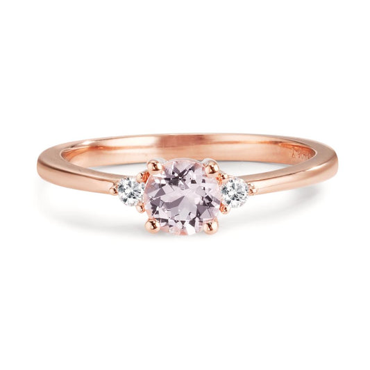 Ring 750/18K rood goud Morganiet roze, Diamant 0.065 ct, 2 Steen, w-si