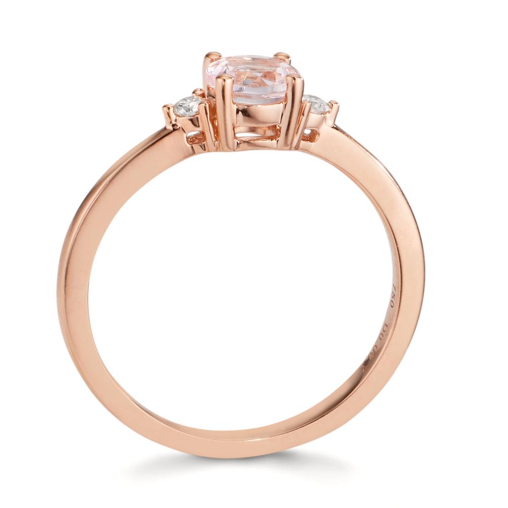 Ring 750/18K rood goud Morganiet roze, Diamant 0.065 ct, 2 Steen, w-si