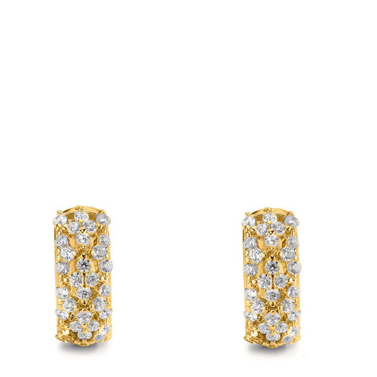 Scharnier oorringen creolen Zilver Zirkonia Geel Verguld