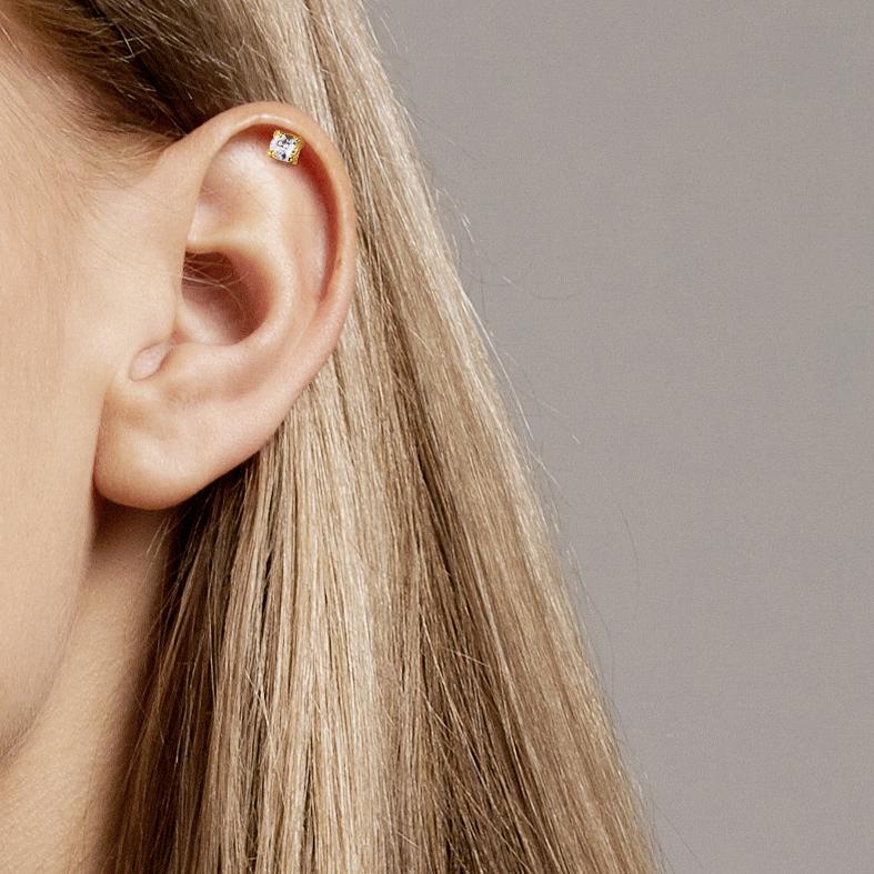 Piercing Zilver Zirkonia Geel Verguld Ø3 mm