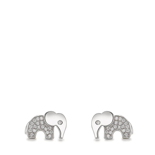 Oorknoppen Zilver Zirkonia Gerhodineerd Olifant