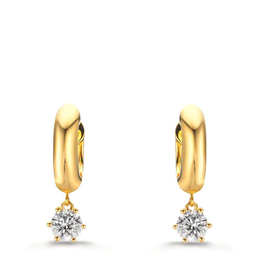 Scharnier oorringen creolen Zilver Zirkonia 2 Steen, 5 mm Geel Verguld