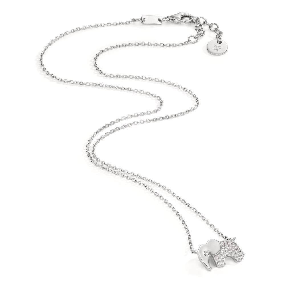 Collier Zilver Zirkonia Gerhodineerd Olifant 40-43 cm