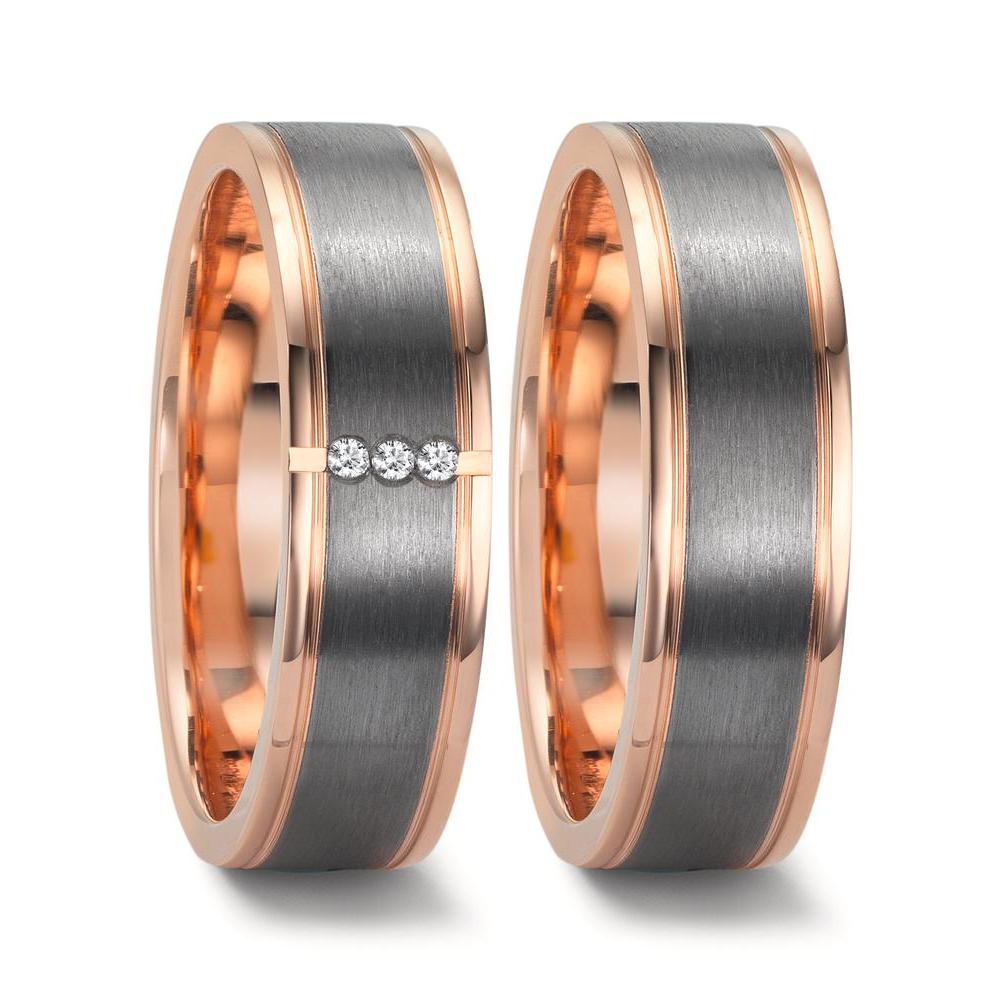 Partnerring 585/14K rood goud, 999 Tantaal