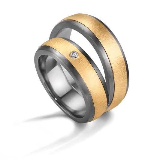 Partnerring 999 Tantaal, 585/14K geel goud Diamant 0.03 ct, w-si