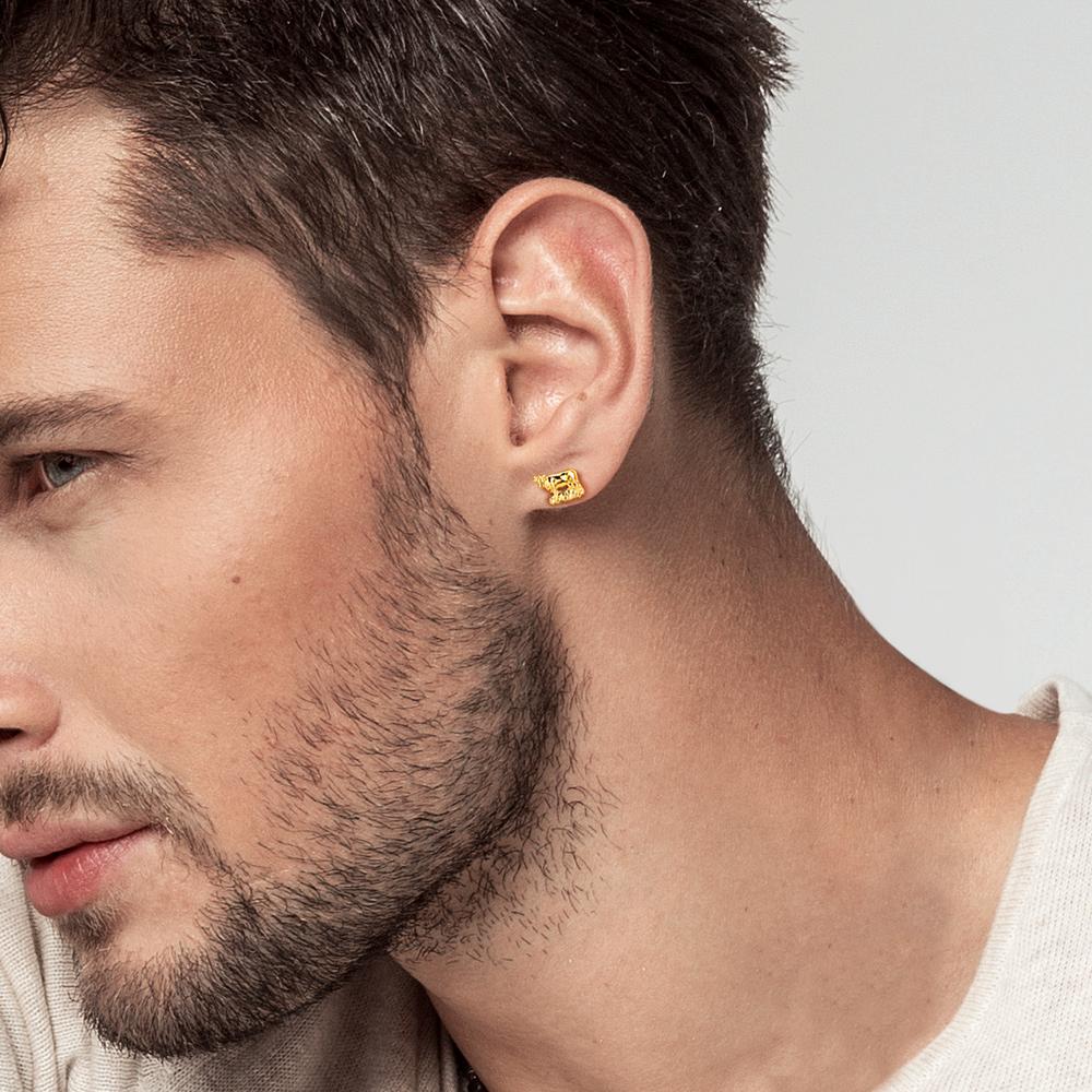 Oorknop 1 stuk 750/18K geel goud Koe