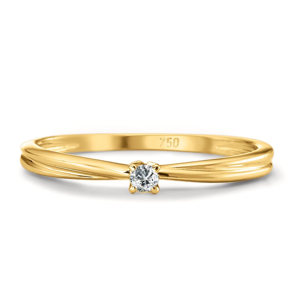 Solitaire ring 750/18K geel goud Diamant 0.03 ct, w-si