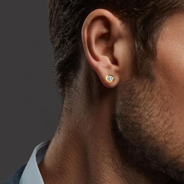 Oorknoppen 375/9K geel goud Zirkonia 2 Steen Ø5 mm