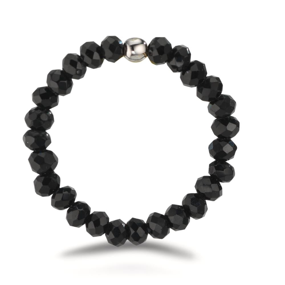 Ring Roestvrijstaal Kristal zwart, 3 mm