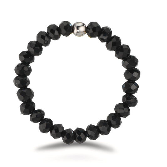 Ring Roestvrijstaal Kristal zwart, 3 mm