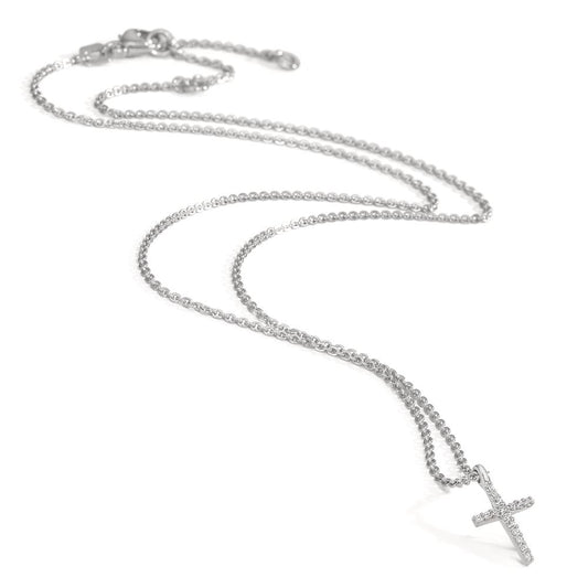 Collier Zilver Zirkonia 16 Steen Gerhodineerd Kruis 38-42 cm