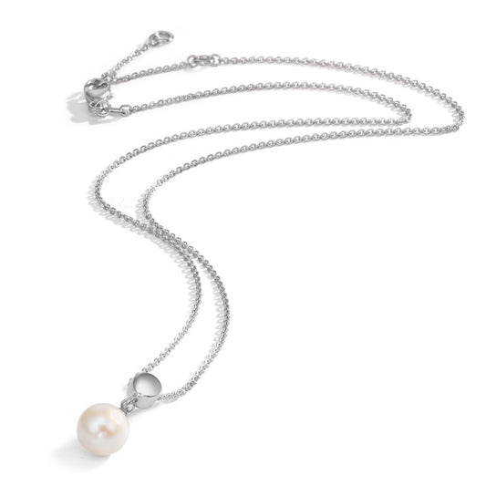 Collier Zilver Gerhodineerd zoetwater Parel 7.5-8 mm 38-42 cm
