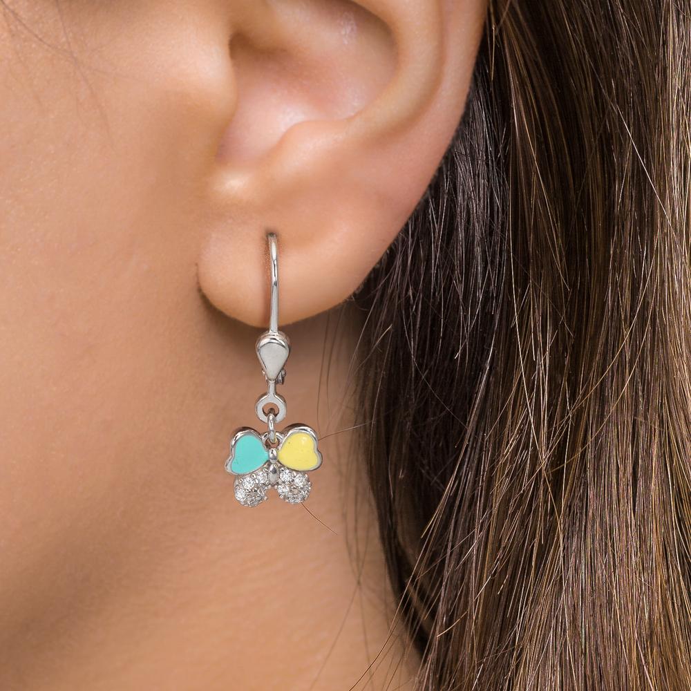 Oorbellen Zilver Zirkonia 20 Steen Gerhodineerd Vlinder