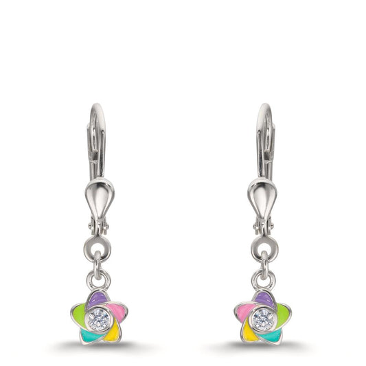 Oorbellen Zilver Zirkonia 2 Steen Gerhodineerd