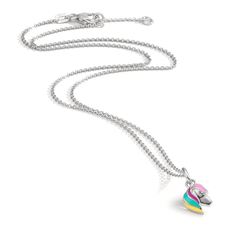 Collier met hanger Zilver Zirkonia Gerhodineerd Paard 36-38 cm